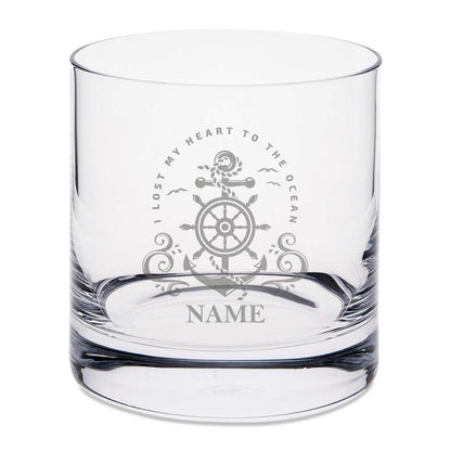 Leonardo Whiskygläser mit Gravur - "Heart to the ocean" im Set mit 0,5l Karaffe