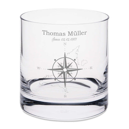 Leonardo Whiskyglas mit Gravur "Kompass"