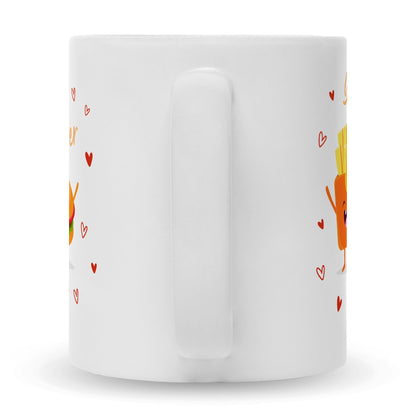 Bedruckte Tasse mit Spruch Burger to my fries