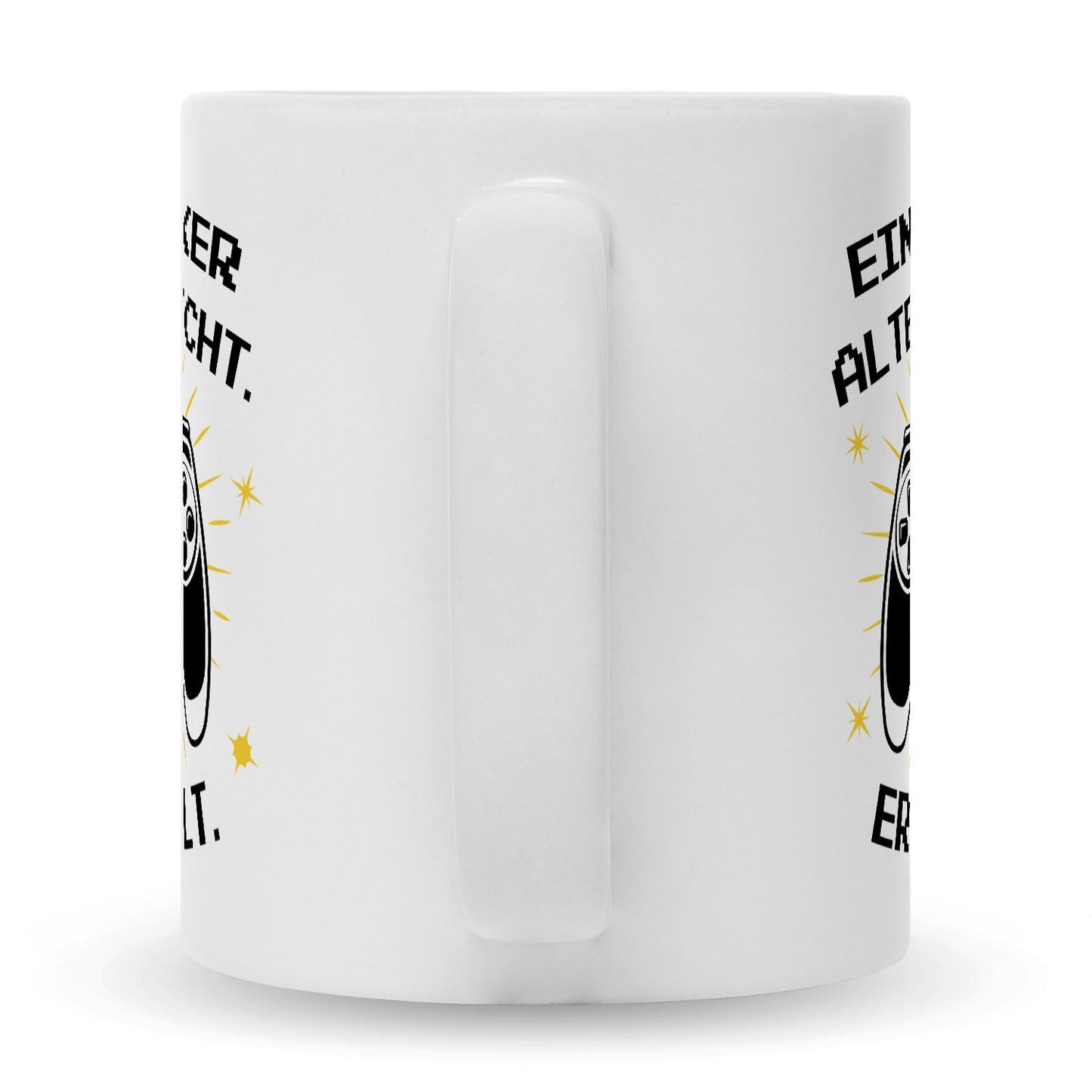 Bedruckte Tasse mit Spruch - Ein Zocker altert nicht er levelt