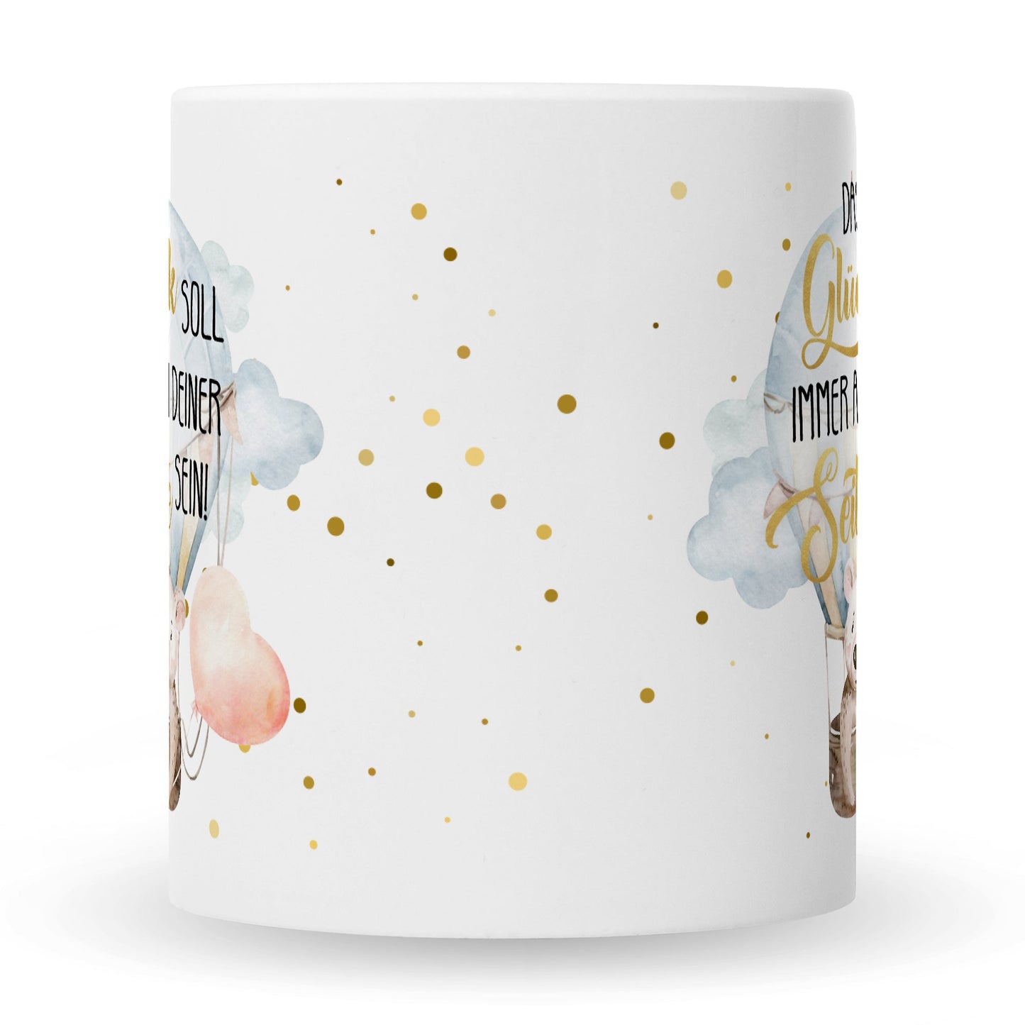 Bedruckte Tasse mit Spruch Glück immer an deiner Seite