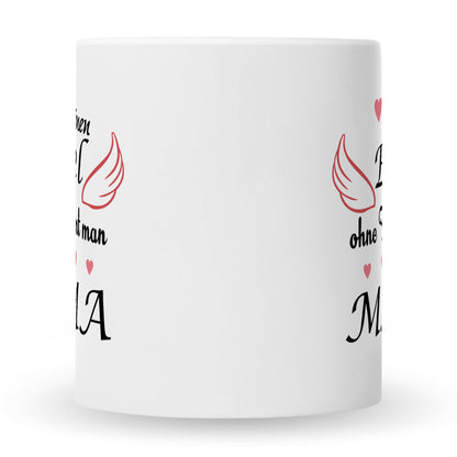 Bedruckte Tasse mit Spruch Engel ohne Flügel