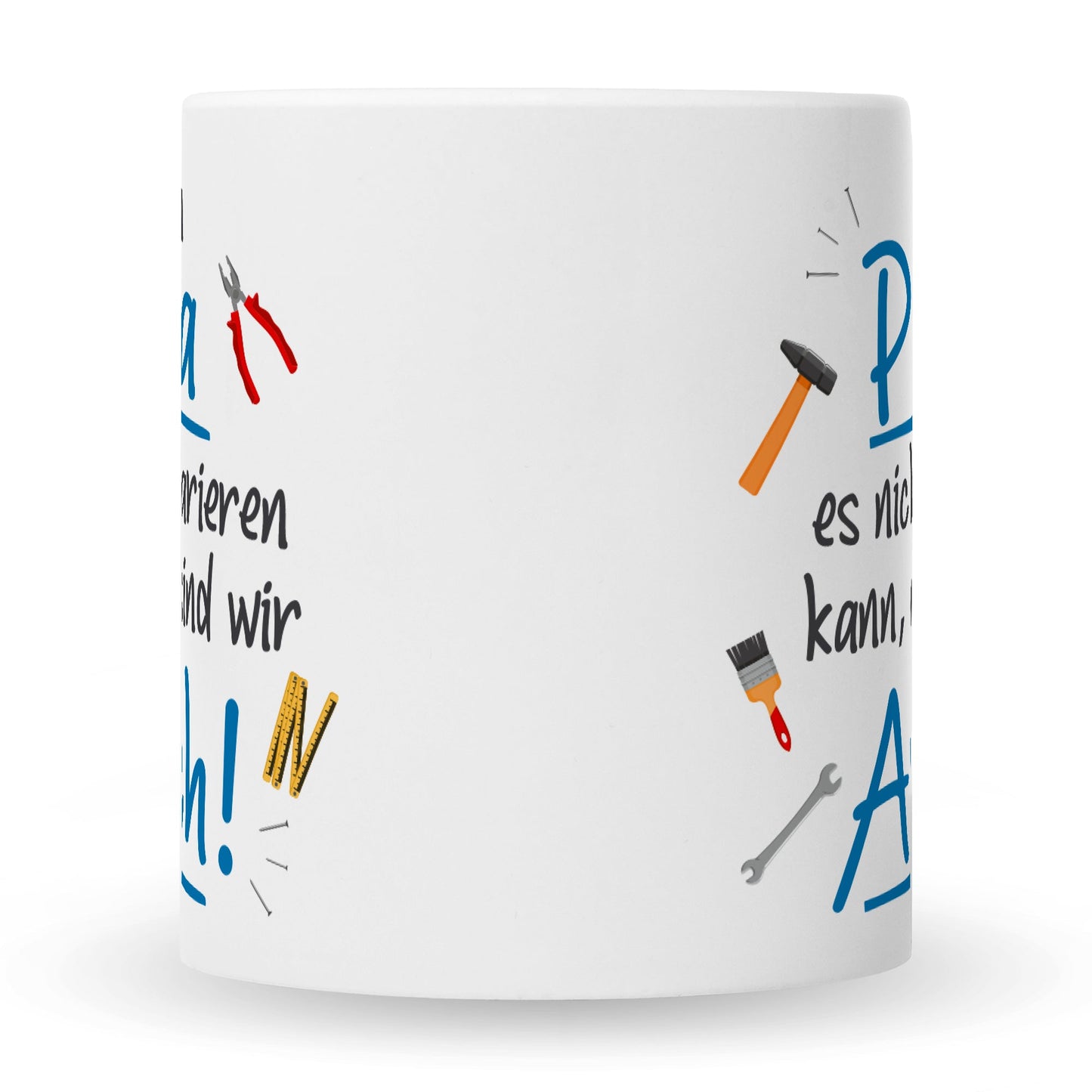 Bedruckte Tasse mit Spruch Wenn Papa es nicht reparieren kann