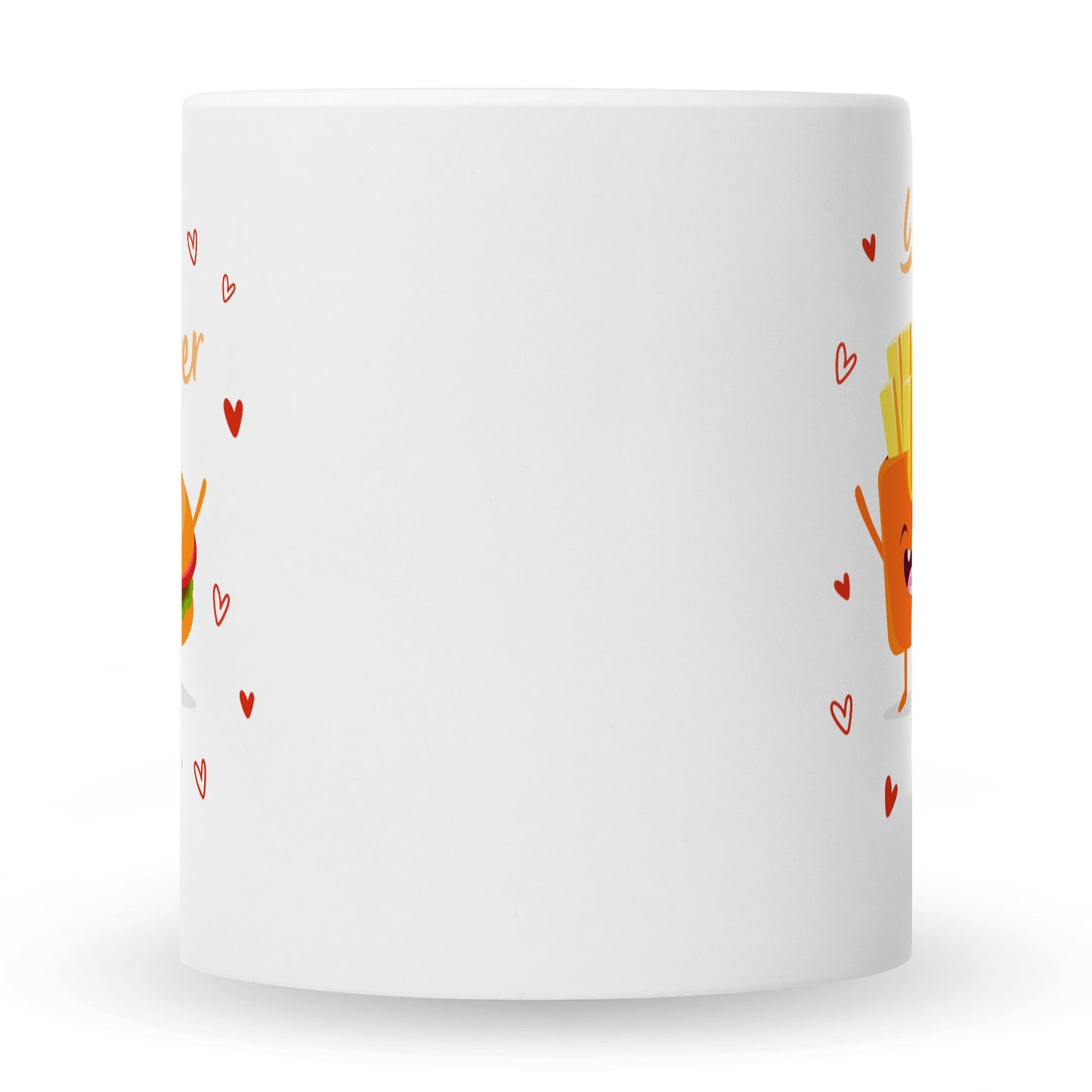 Bedruckte Tasse mit Spruch Burger to my fries