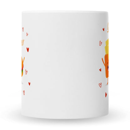 Bedruckte Tasse mit Spruch Burger to my fries