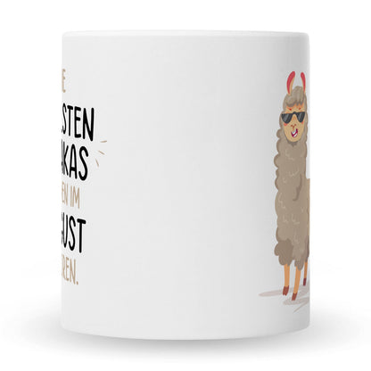 Bedruckte Tasse mit Spruch Die coolsten Alpakas