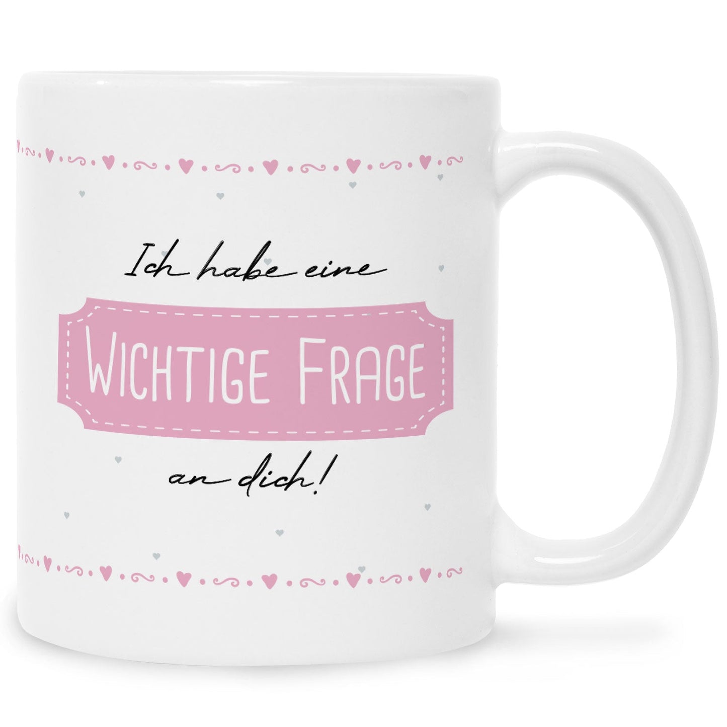 Bedruckte Tasse mit Spruch Ich habe eine wichtige Frage an dich! Patentante/Patenonkel
