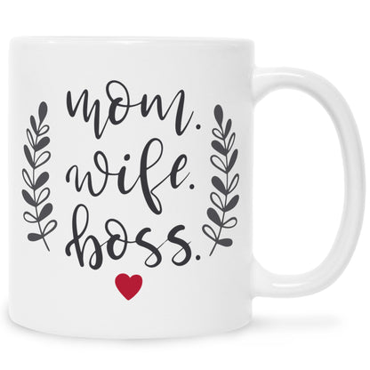 Bedruckte Tasse mit Spruch Mom Wife Boss