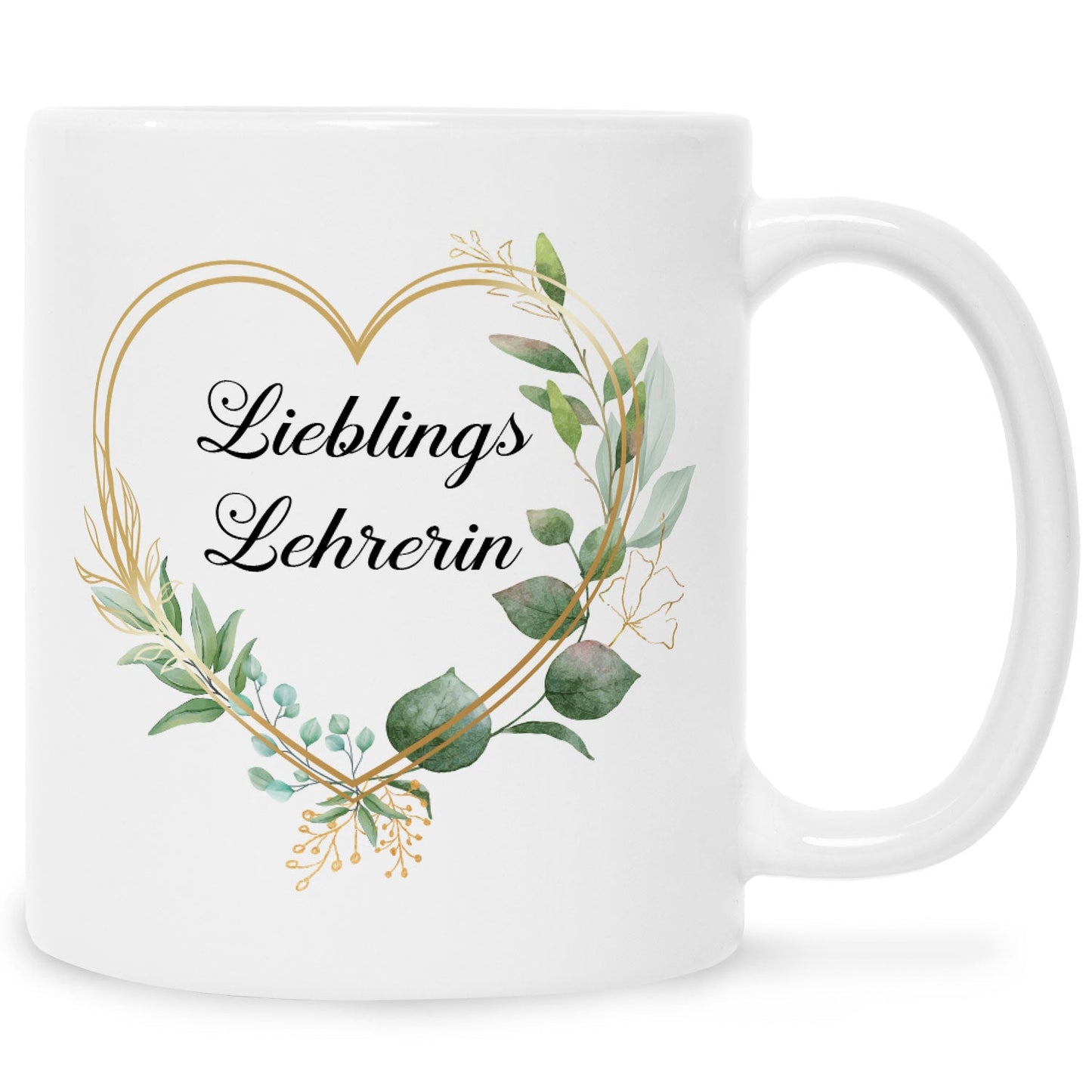 Bedruckte Tasse mit Spruch Lieblingslehrer/Lieblingslehrerin