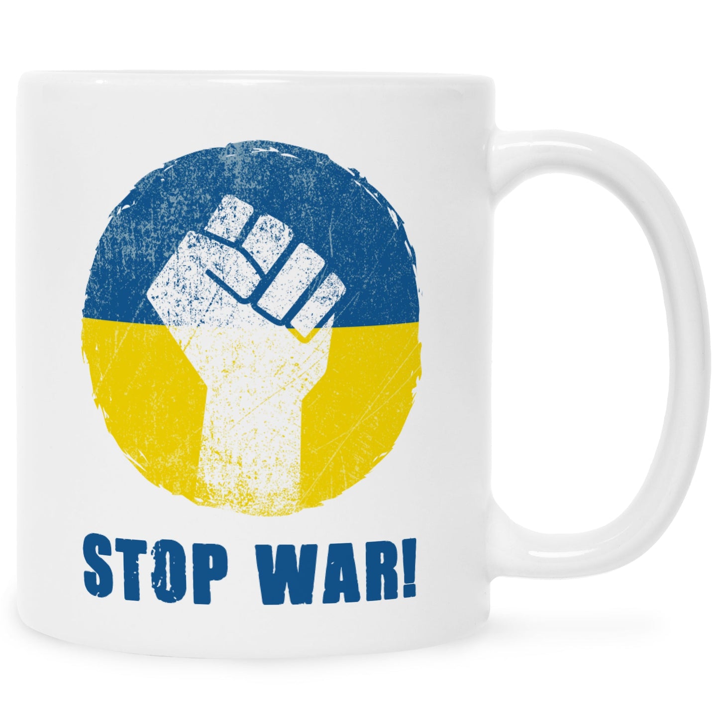 Bedruckte Tasse mit Spruch Stop War Ukraine