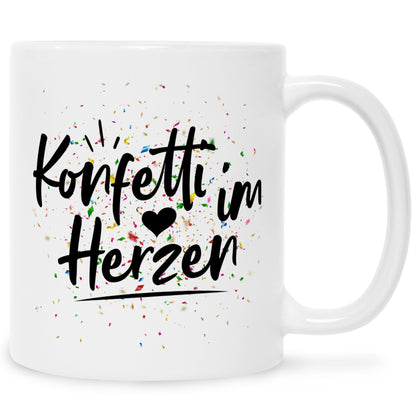 Bedruckte Tasse mit Spruch Konfetti im Herzen
