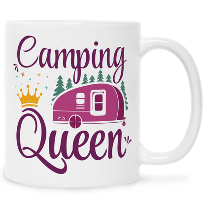 Bedruckte Tasse mit Spruch Camping Queen