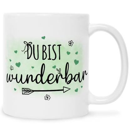 Bedruckte Tasse mit Spruch Du bist wunderbar