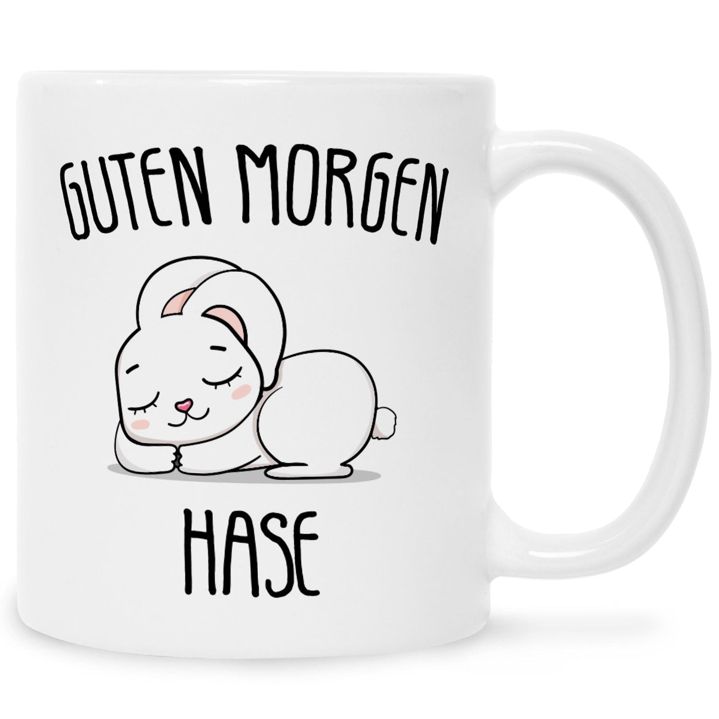 Bedruckte Tasse mit Spruch Guten Morgen Hase