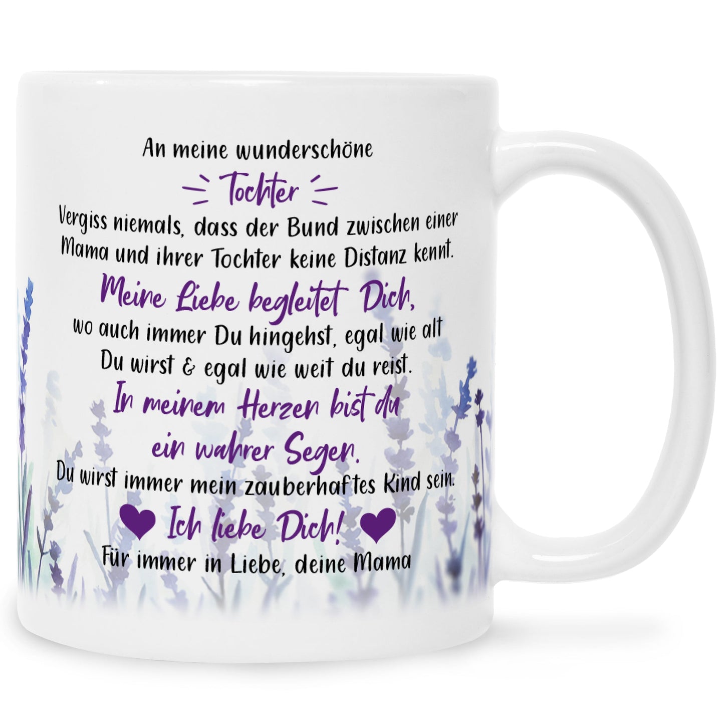 Bedruckte Tasse mit Spruch von Mama für die Tochter