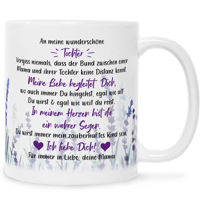 Bedruckte Tasse mit Spruch von Mama für die Tochter