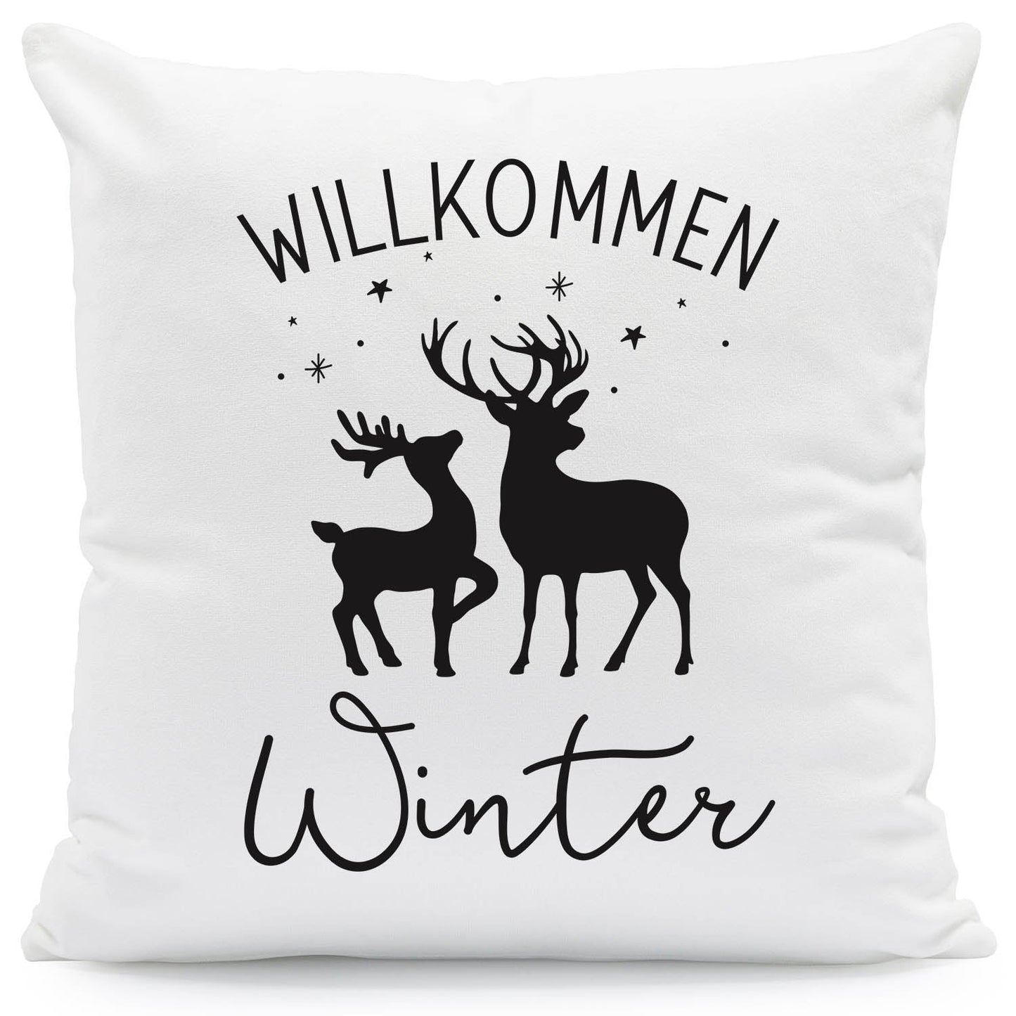 Kissen mit Weihnachtsmotiv - Willkommen Winter  - Weihnachtsdeko - Geschenk für Frauen & Männer
