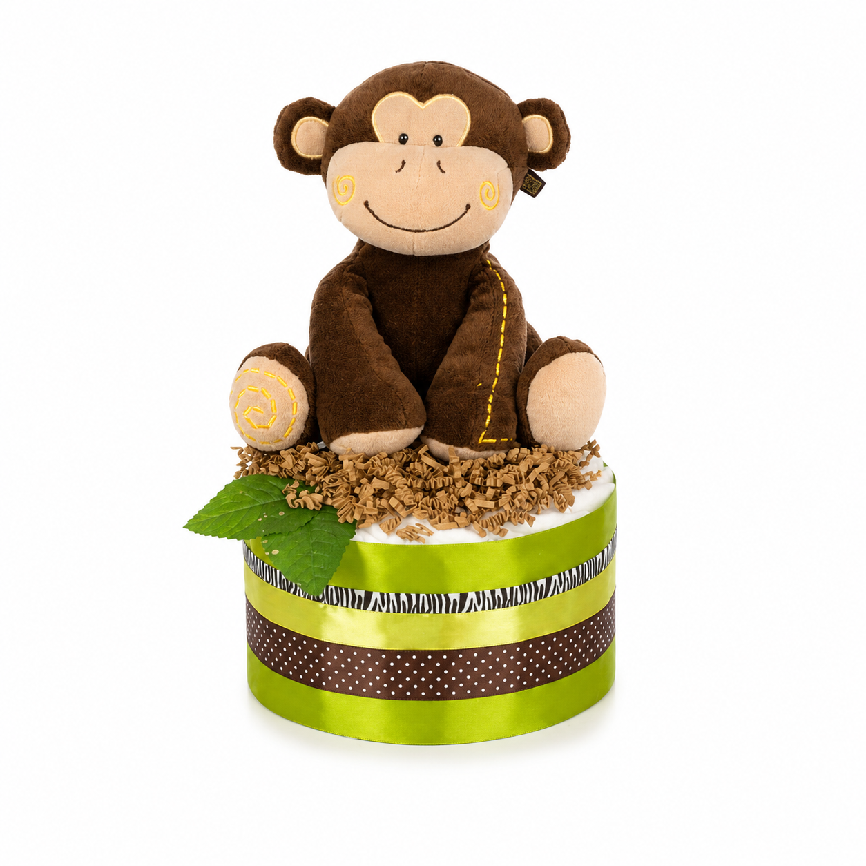 Windeltorte SAFARI mit Affen-Spieluhr - Geschenk zur Geburt