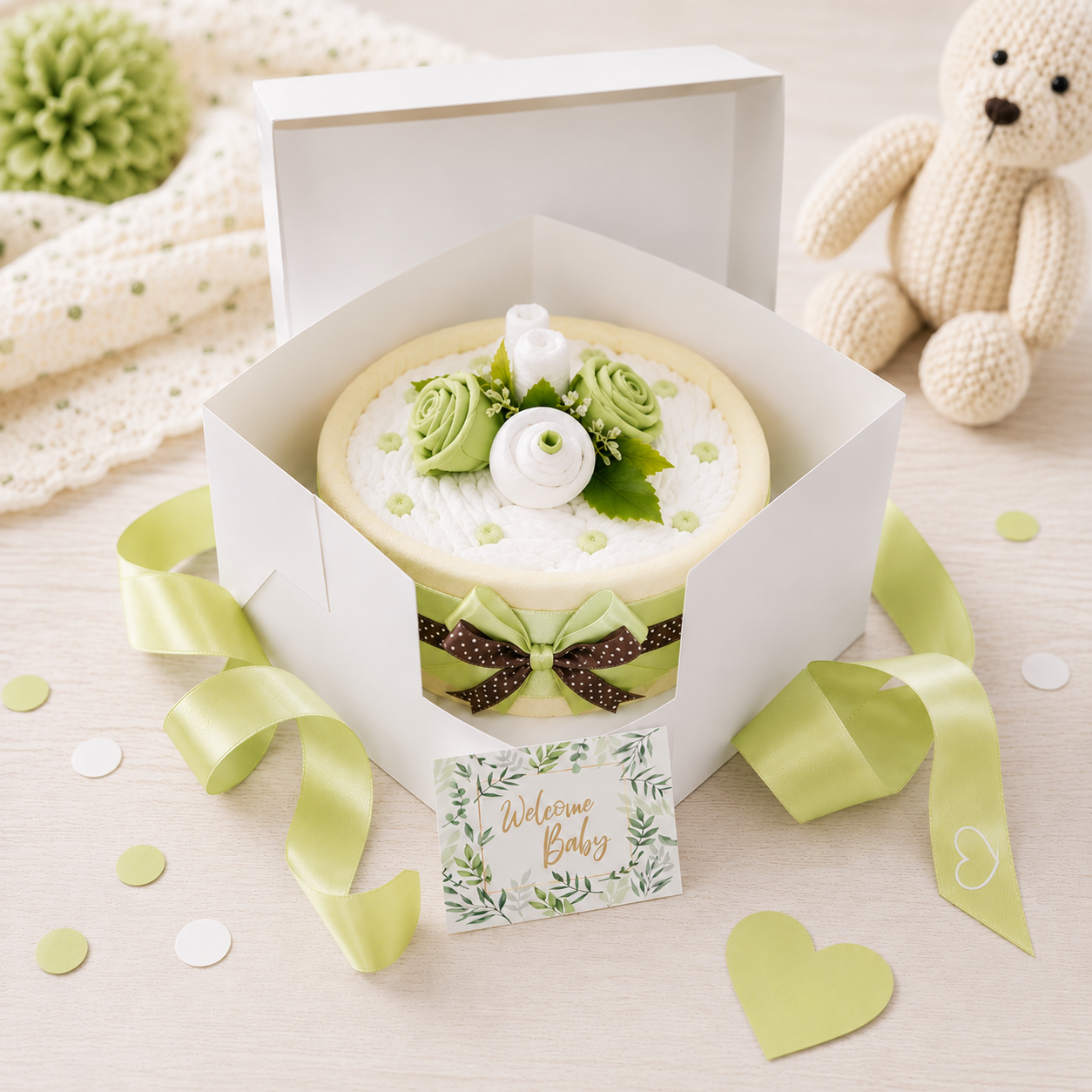 Neutrale Windeltorte CAKEBOX Grün