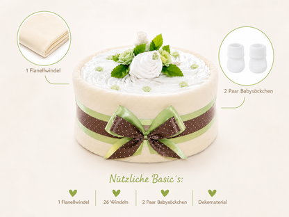 Neutrale Windeltorte CAKEBOX Grün