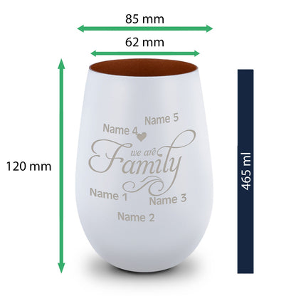 Deko Windlicht aus Glas mit Gravur - We are Family - Personalisiert mit bis zu fünf Namen