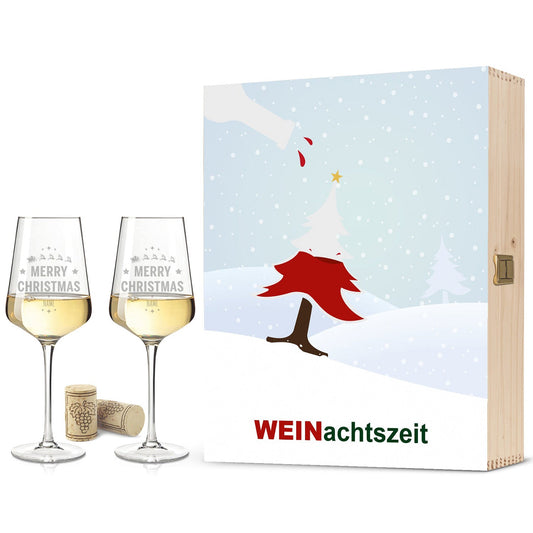Leonardo Puccini mit Gravur im "WEINachtszeit" Design als Set inkl. Holzkiste