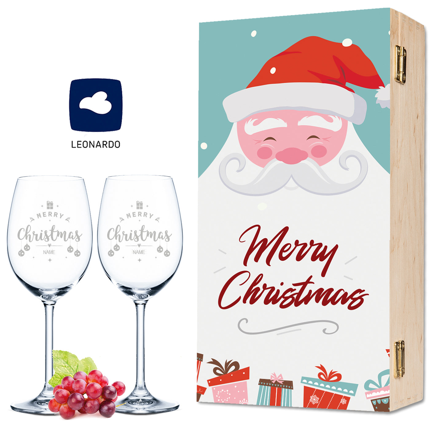 Leonardo Weingläser mit Gravur "Weihnachtsmann" im Set