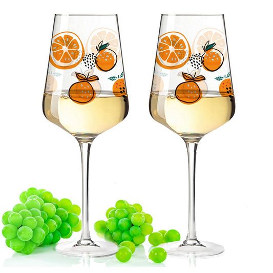 Leonardo Puccini Weingläser mit UV-Druck im Orangen Abstrakt Design im Set