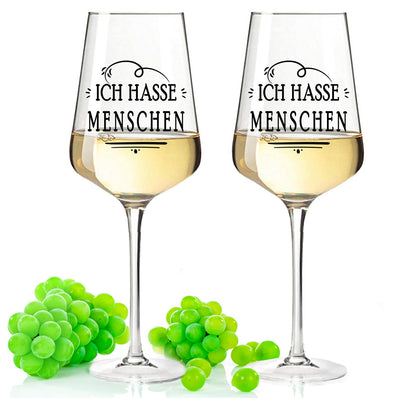 Leonardo Weingläser mit UV-Druck "Ich hasse Menschen"
