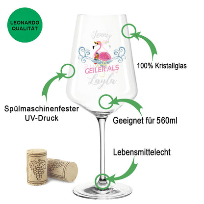 Leonardo Puccini Weinglas mit UV-Druck "Geiler als Layla" im Set