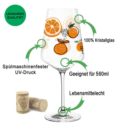 Leonardo Puccini Weingläser mit UV-Druck im Orangen Abstrakt Design im Set