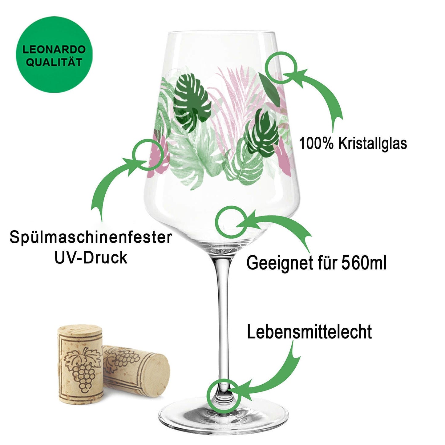 Leonardo Puccini Weingläser mit UV-Druck im Tropical Jungle Design im Set