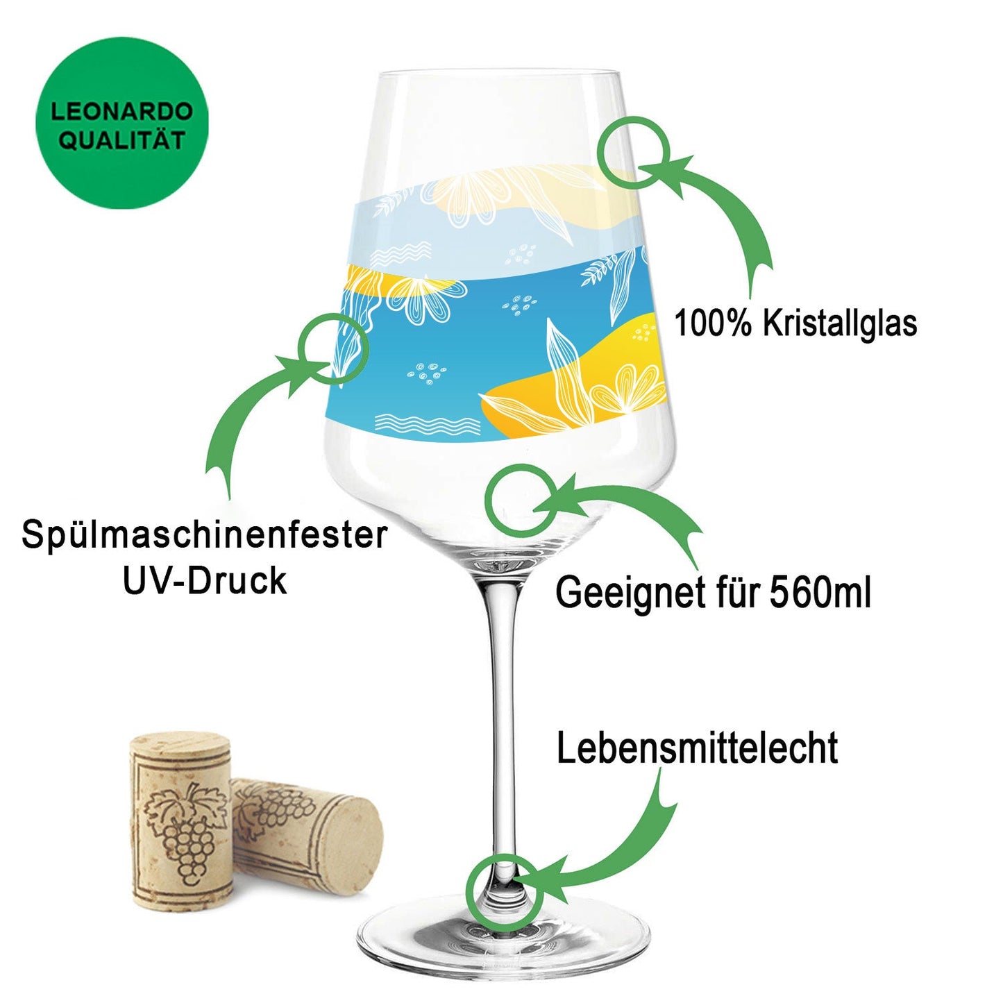 Leonardo Puccini Weingläser mit UV-Druck im Summerfeeling Design im Set