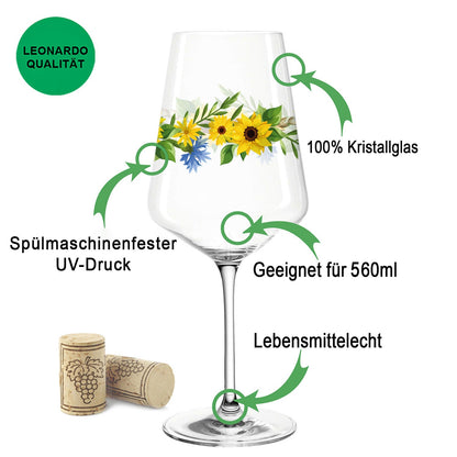 Leonardo Puccini Weingläser mit UV-Druck im Blumenbouquet Design im Set