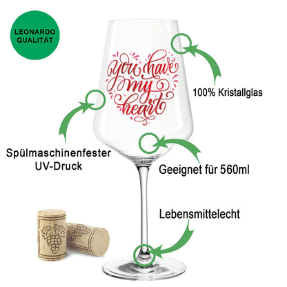 Leonardo Puccini Weingläser mit UV-Druck "You have my Heart" im Set