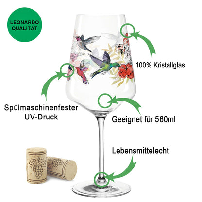 Leonardo Puccini Weingläser mit UV-Druck im Kolibri Schwarm Design im Set