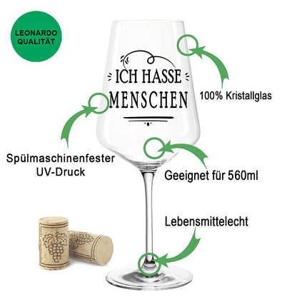Leonardo Weingläser mit UV-Druck "Ich hasse Menschen"