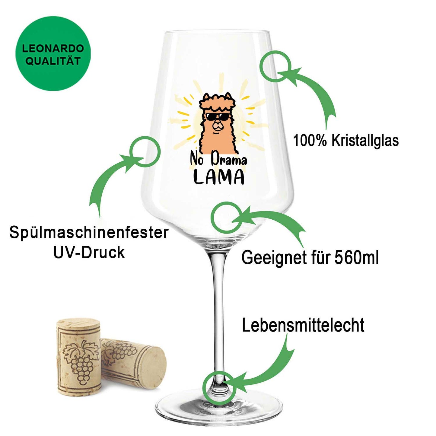 Leonardo Weingläser mit UV-Druck "No Drama Lama" im Set