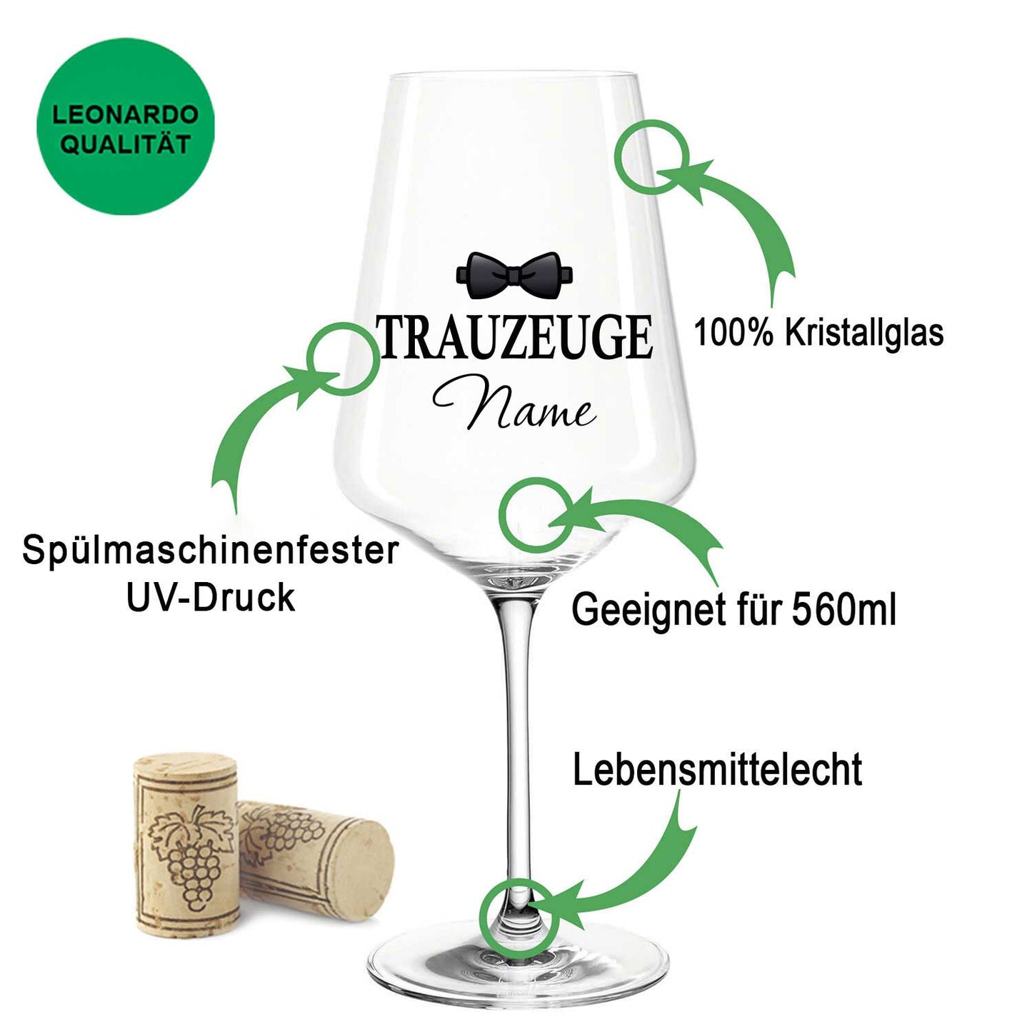 Leonardo Weinglas mit Gravur "Trauzeuge"