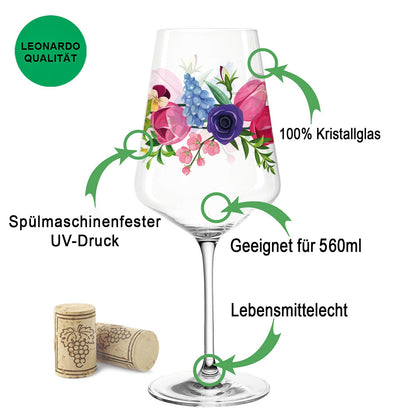 Leonardo Puccini Weingläser mit UV-Druck im Blumenbouquet Design im Set