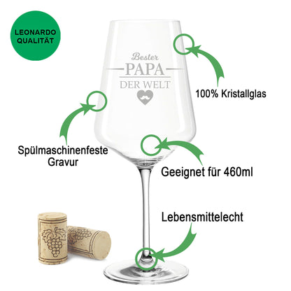 Leonardo Weinglas mit Gravur "Bester Papa der Welt"