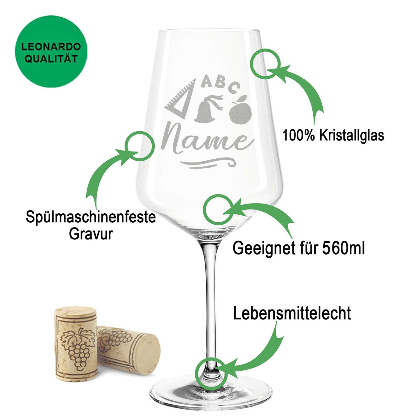 Leonardo Weingläser mit Gravur "Beste Lehrer/in" Design