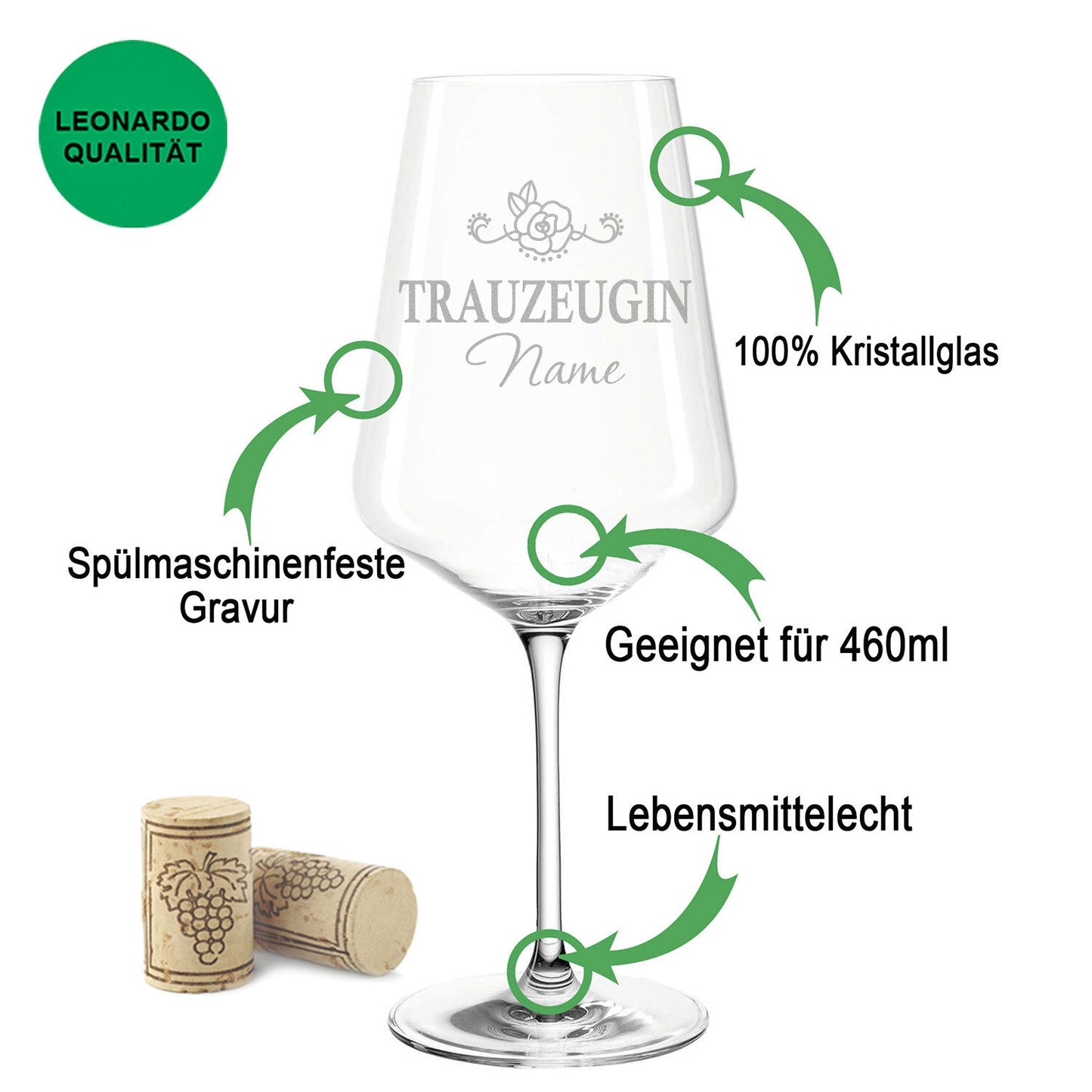 Leonardo Weinglas mit Gravur "Trauzeugin"