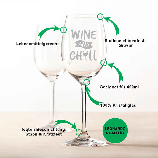 Leonardo Weinglas mit Gravur "Wine and chill"