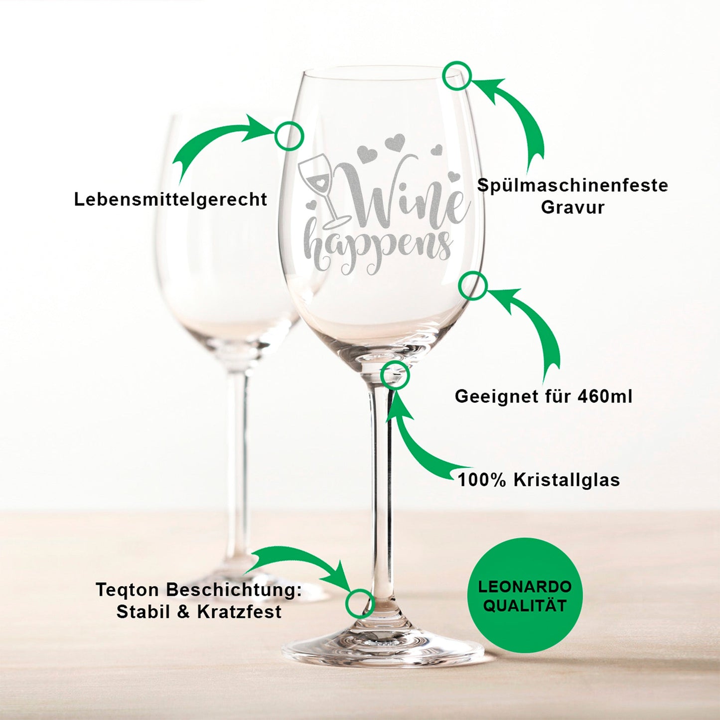 Leonardo Weinglas mit Gravur "Wine happens"