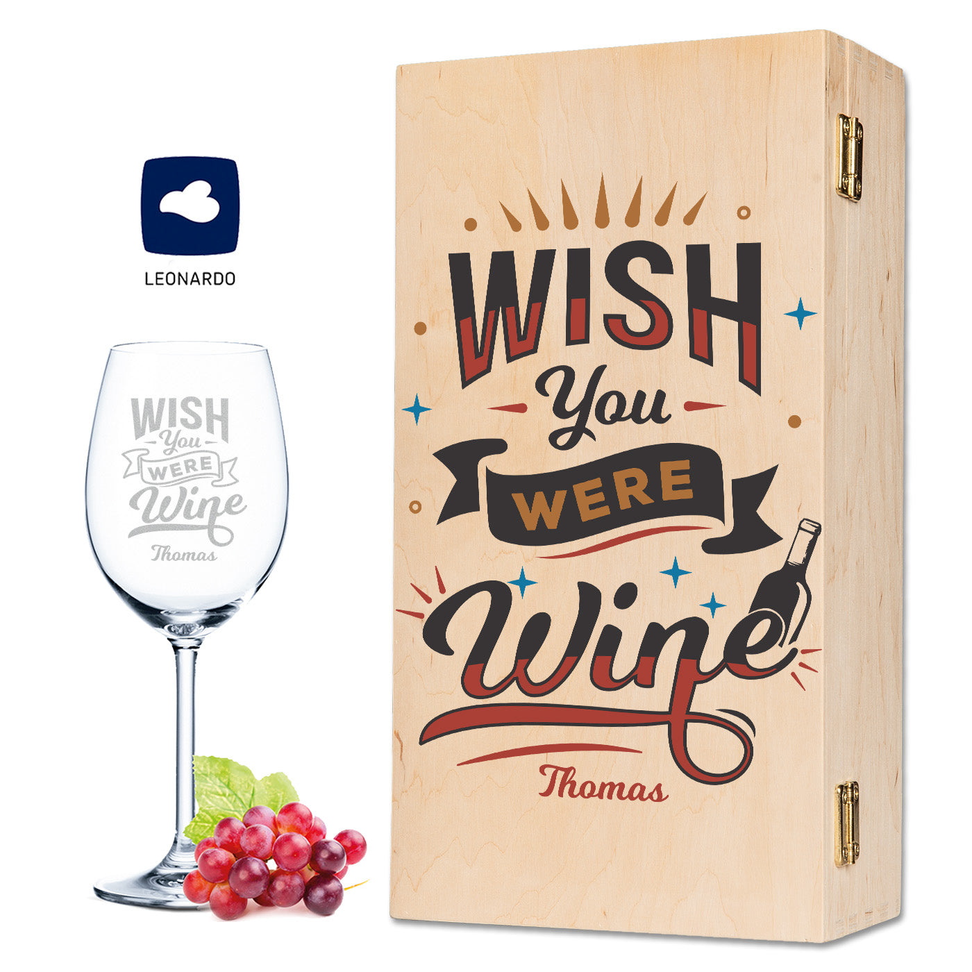 Leonardo Weinglas mit Gravur "Wish you were Wine"
