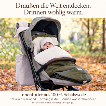 Winter footmuff, water-repellent, with merino wool lining - stroller