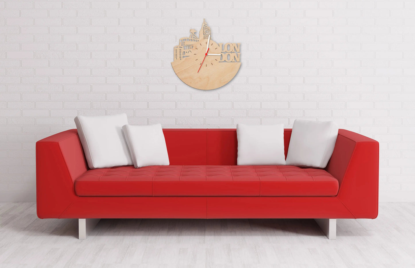 Wanduhr aus Holz Skyline London 2016