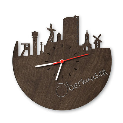 Wanduhr aus Holz Skyline Oberhausen