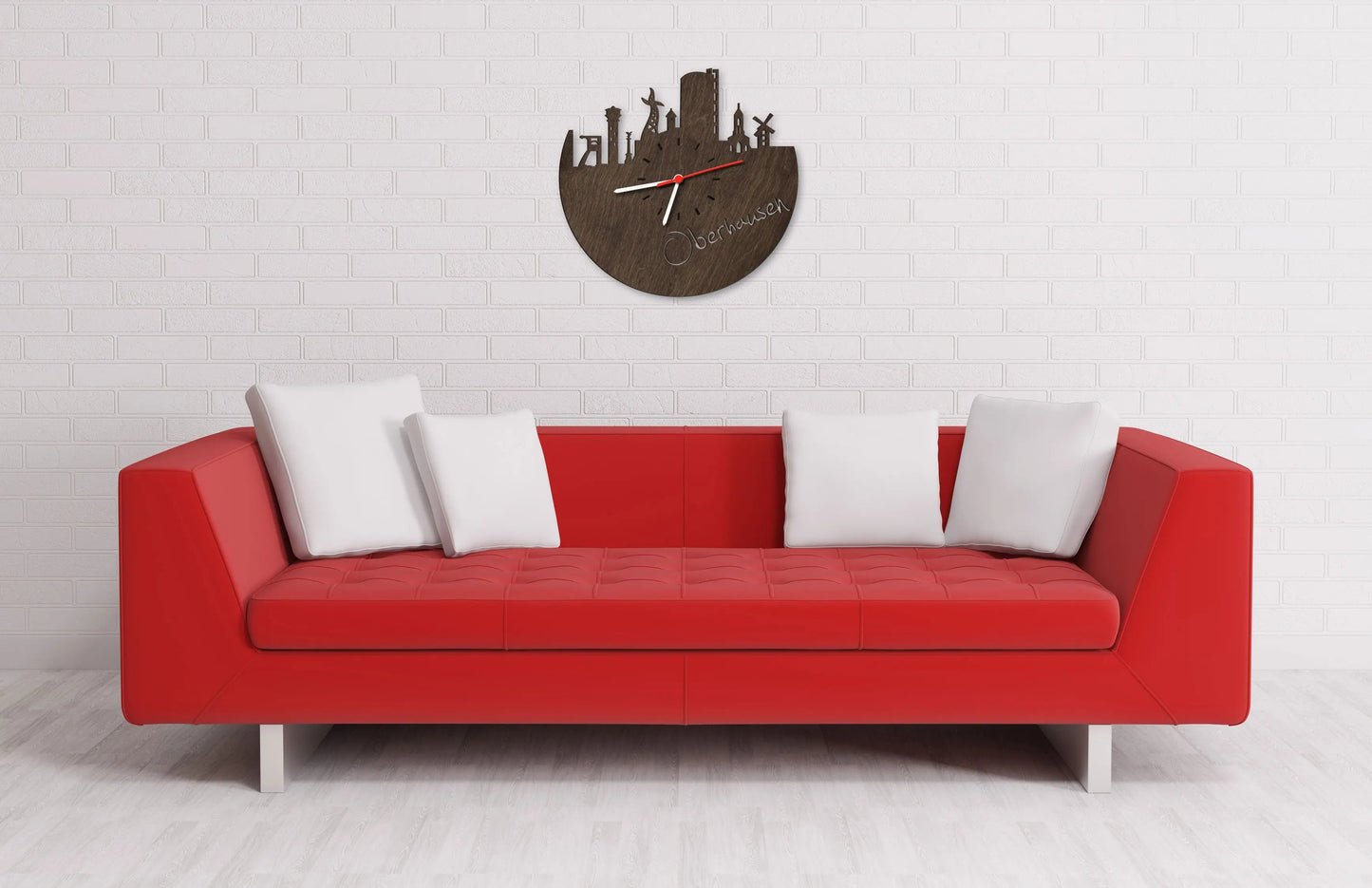 Wanduhr aus Holz Skyline Oberhausen